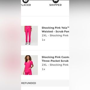 Bright Pink FIGS scrubs top and bottom
